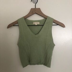 La Hearts Green Sleeveless Crop Tank Top